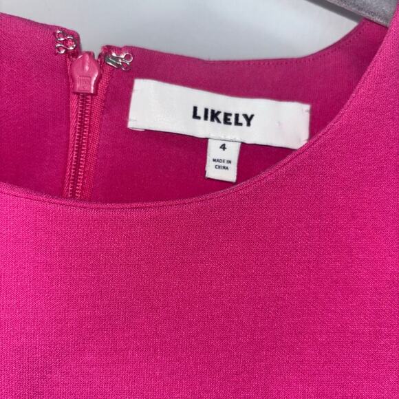 LIKELY Hot Pink Bodycon Short Sleeve Cocktail Sheath Dress - Size 4 - Picture 10 of 12